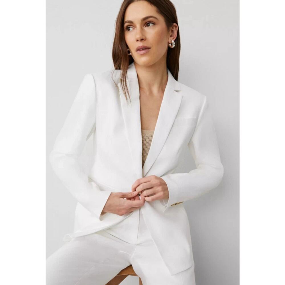 Ann Taylor Blazer Size 12 Linen Blend White One Button